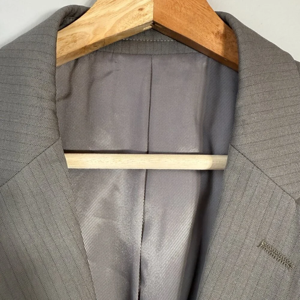 Kenneth Cole New York Striped Wool Sport Coat Dinner Jacket Blazer Men's 40R Tan
